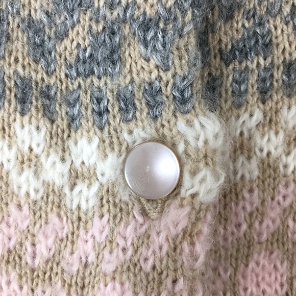 Talbots Tan Pink Knit Cardigan Sweater Womens Small Button Front Striped - Picture 7 of 10